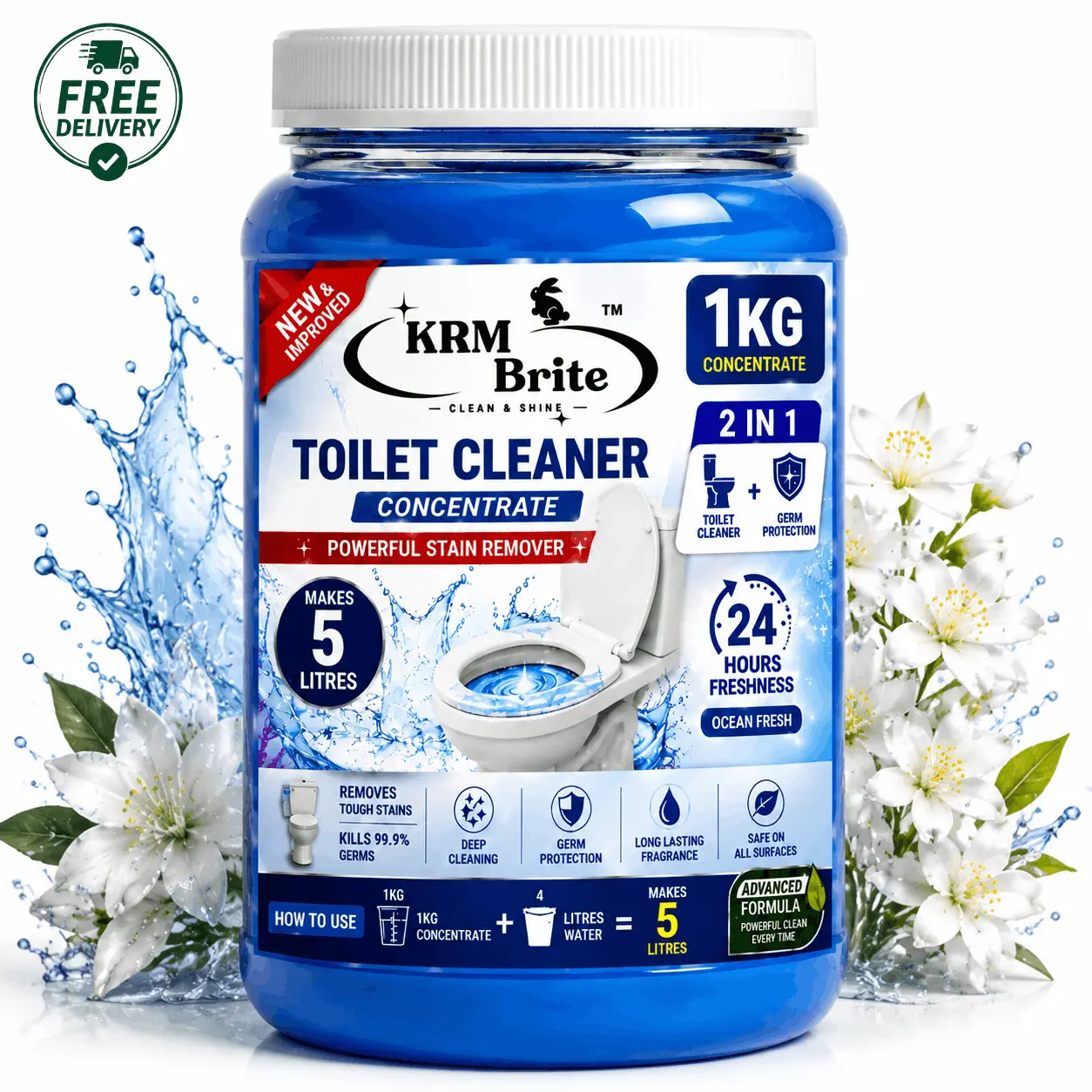 Toilet Cleaner Concentrate 1kg makes 5 Litres ( Ocean Fresh)